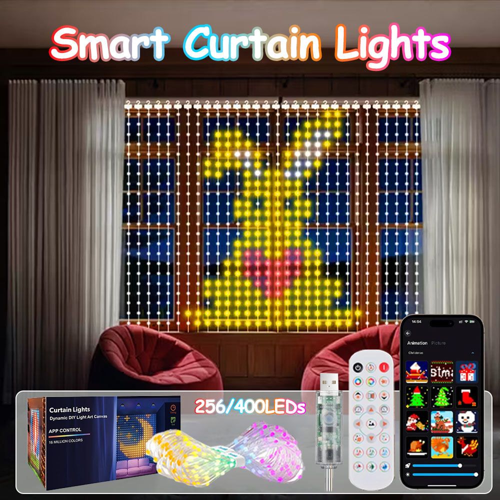 Led Fairy String Lights - 2x2m 400LEDs Smart Curtain Lights with
