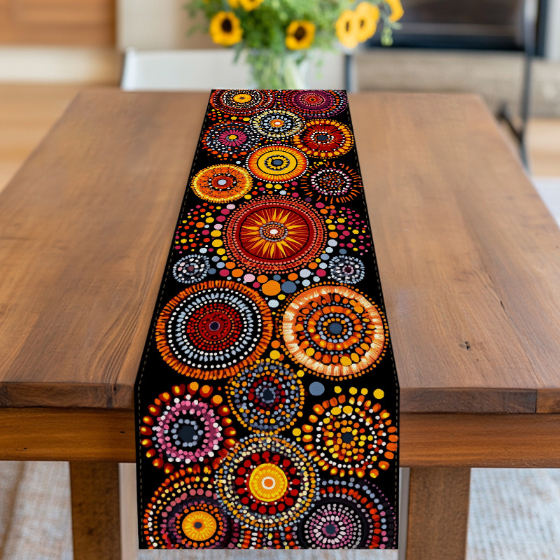 Christmas Table Runner - Mandala Dot Art Table Runner Single