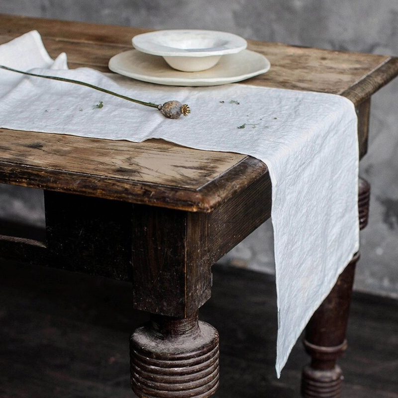 Christmas Table Runner - Linen Table Runner Mitered Corners 100%