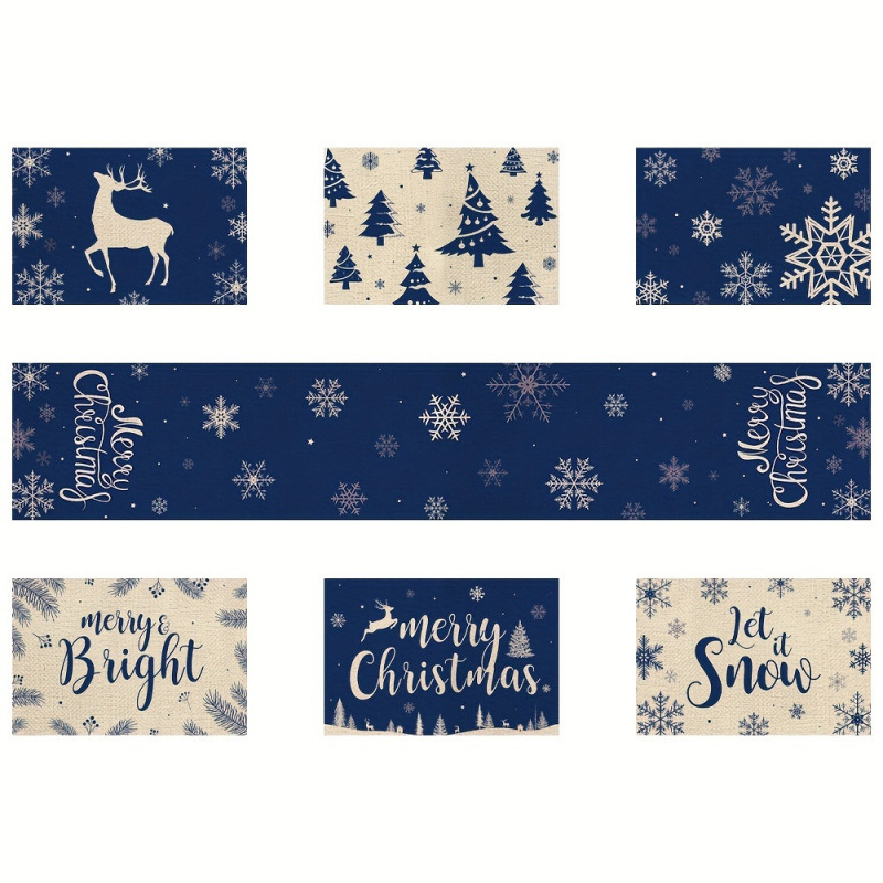 7-Piece Christmas Placemat and - Christmas Table Runner 评论和价格