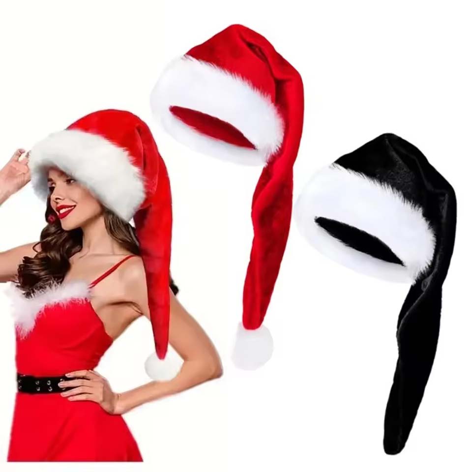 Long Plush Christmas Hat Velve - Santa Hat Plush 评论和价格