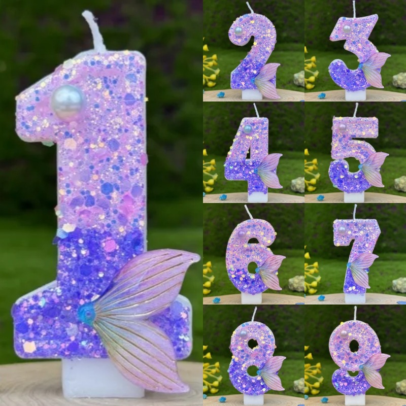 Glitter Purple Gradient Mermai - Holiday Candle Set 评论和价格