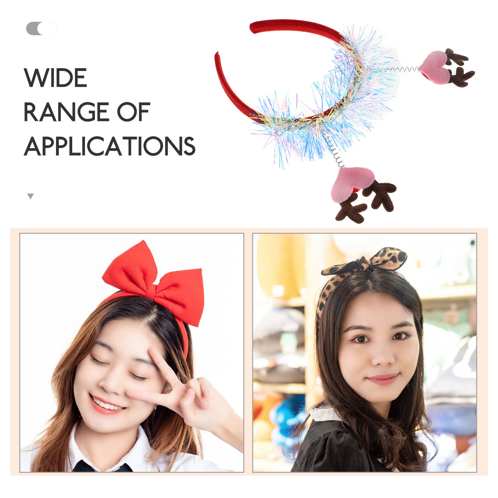 Glitter Heart Elk Antlers Head - Reindeer Antlers Headband 评论和价格