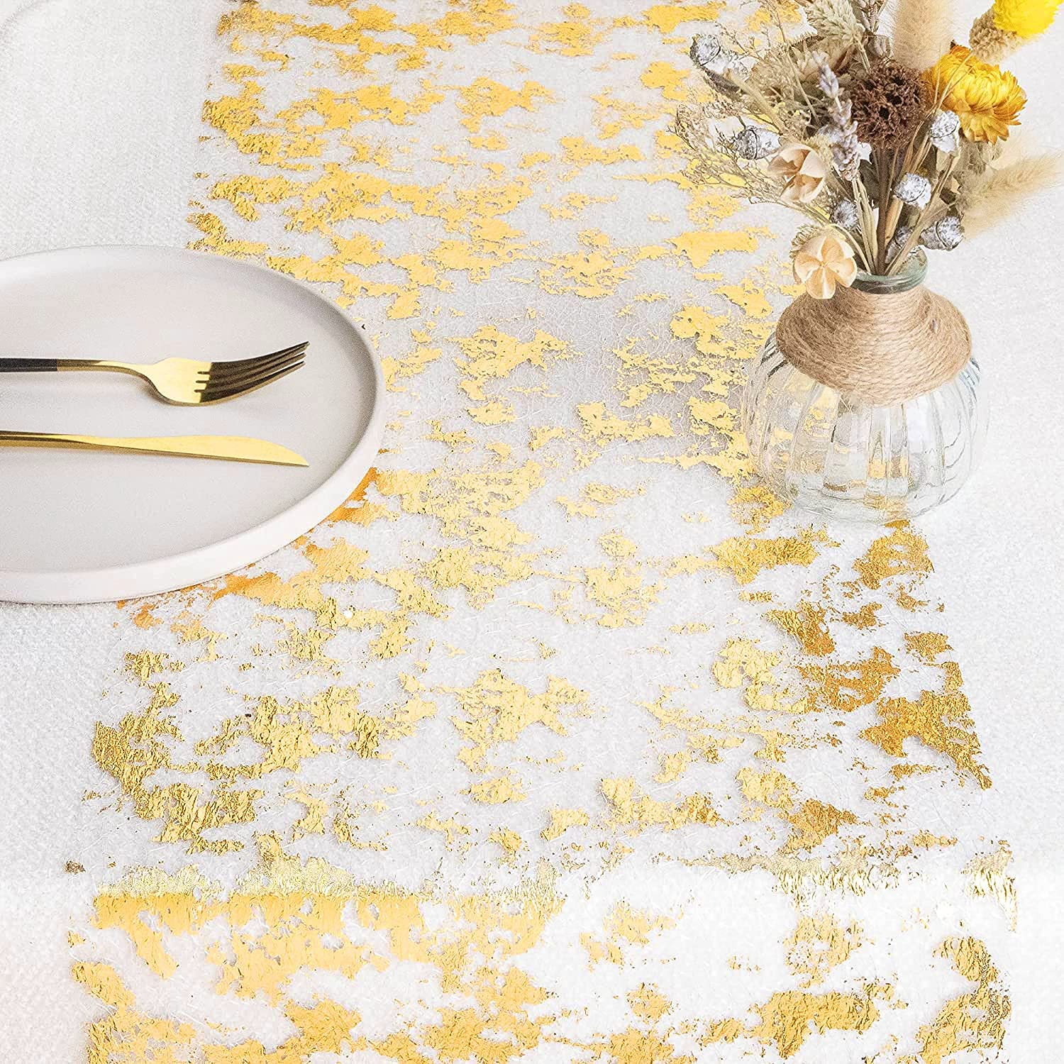 Sparkle Metallic Gold Thin Tab - Christmas Table Runner 评论和价格