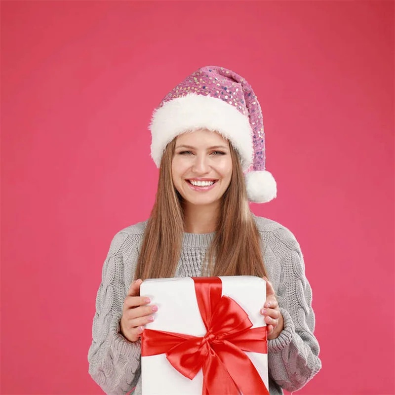 Double-Layer Sequin Christmas  - Santa Hat Plush 评论和价格